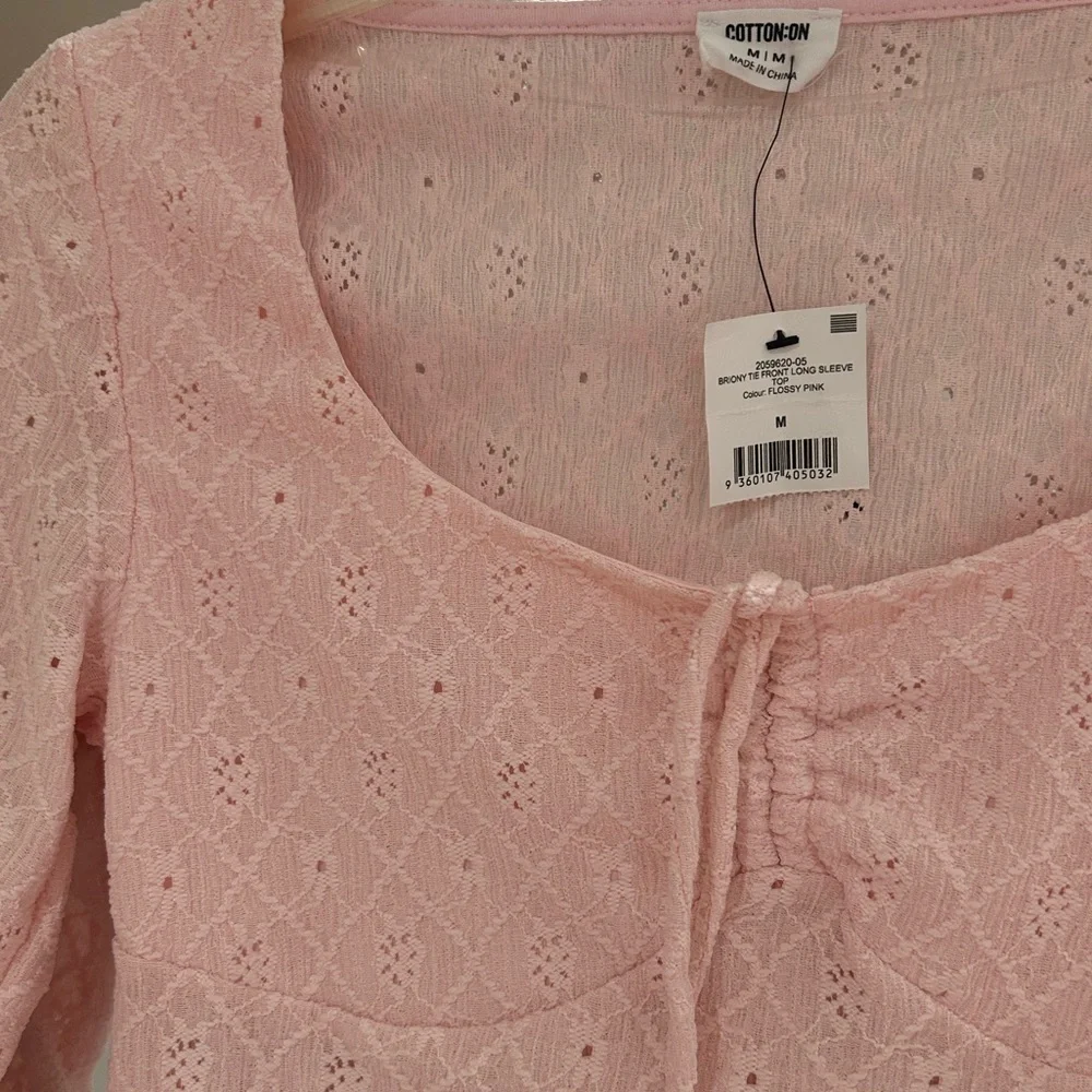 NWT Pink Eyelet Tie-Front Cotton-On Babydoll Top XS